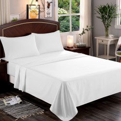 Fitted Sheet Microfiber Luxury Size Full Resistant Fading Bedding White