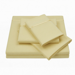 Luxury Cooling Bamboo Bed Sheet Set, Full Size, Light Yellow, 4 Pieces