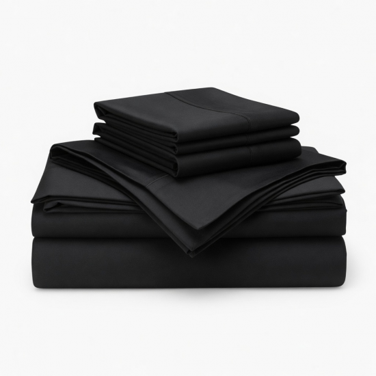 Luxury Bamboo Bed Sheet Set, California King, Cooling & Silky Soft, Black
