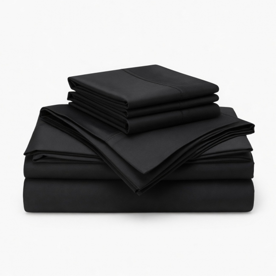 Luxury Bamboo Bed Sheet Set, California King, Cooling & Silky Soft, Black