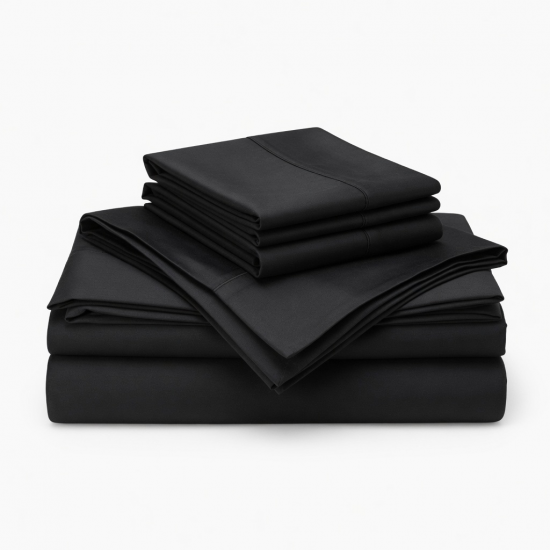 Luxury Bamboo Bed Sheet Set, California King, Cooling & Silky Soft, Black