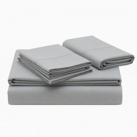 Luxury Twin Bamboo Bed Sheet Set, Cooling & Soft, Light Gray, 3 Pieces