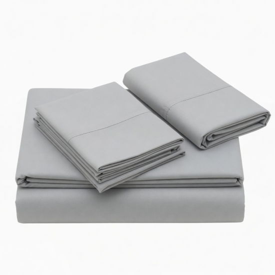 Luxury Twin Bamboo Bed Sheet Set, Cooling & Soft, Light Gray, 3 Pieces