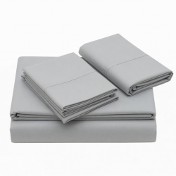 Luxury Twin Bamboo Bed Sheet Set, Cooling & Soft, Light Gray, 3 Pieces