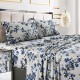 Floral Queen Bed Sheet Set, 300 TC Cotton Sateen, Extra Deep Pockets, 4-Piece