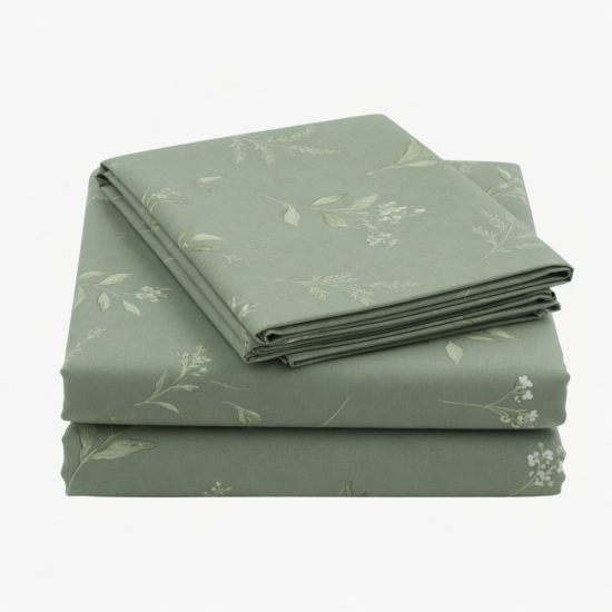 Bed Sheets Queen Size 400 Thread Count 100% Cotton Green Sage Design California