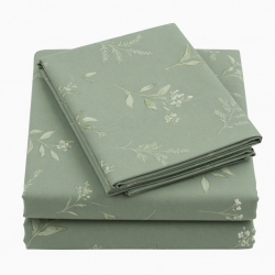Bed Sheets Queen Size 400 Thread Count 100% Cotton Green Sage Design California