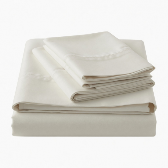 Bed Sheets Queen 100% Cotton 400 TC Woven Satin Vintage White Design California