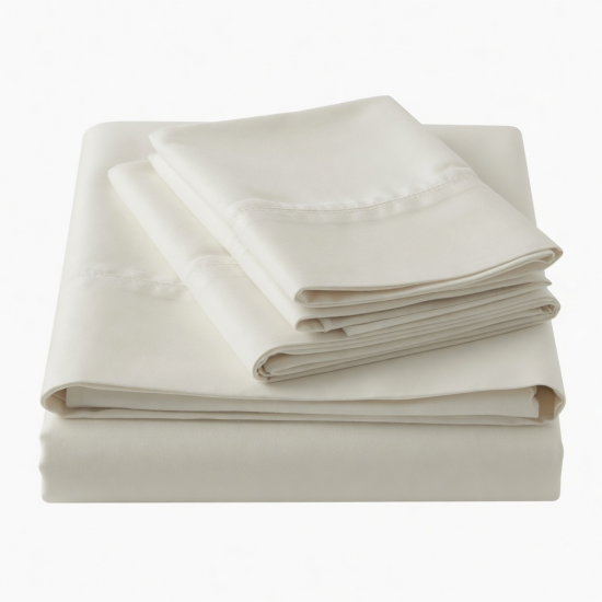 Bed Sheets Queen 100% Cotton 400 TC Woven Satin Vintage White Design California