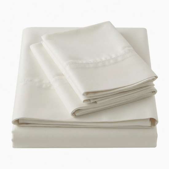 Bed Sheets Queen 100% Cotton 400 TC Woven Satin Vintage White Design California