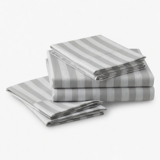 Bed Sheet Set 4 Piece Stripes Relief Soft Luxury Microfiber High Count Thread Count