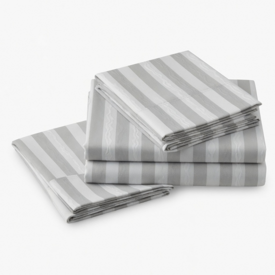 Bed Sheet Set 4 Piece Stripes Relief Soft Luxury Microfiber High Count Thread Count