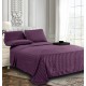 6-Piece Damask Stripe Bed Sheet Set, Queen, Eggplant/Purple