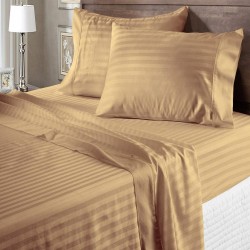 Bed Sheet Set 1000 or 1200 Thread Count 100% Cotton Taupe Stripes
