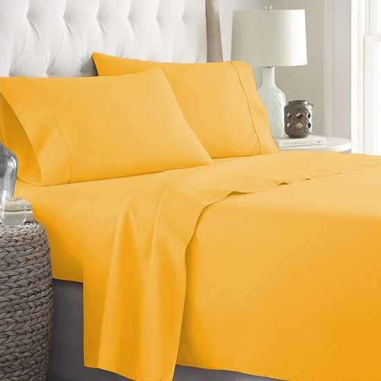 Bed Sheet Set 1000 or 1200 Thread Count 100% Cotton Gold Solid