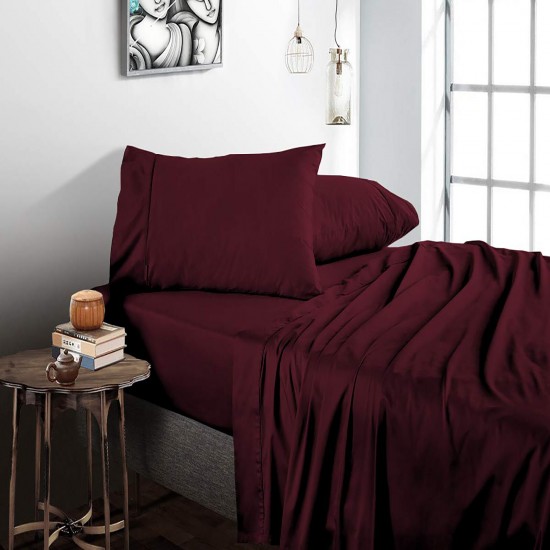Bed Sheets 15 To 30 Inch Deep Pocket 100% Cotton Wine Solid