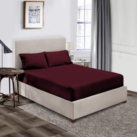 Bed Sheets 15 To 30 Inch Deep Pocket 100% Cotton Wine Solid