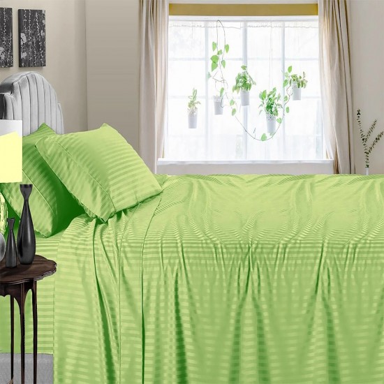 Bed Sheets 15 To 30 Inch Deep Pocket 100% Cotton Sage Stripe
