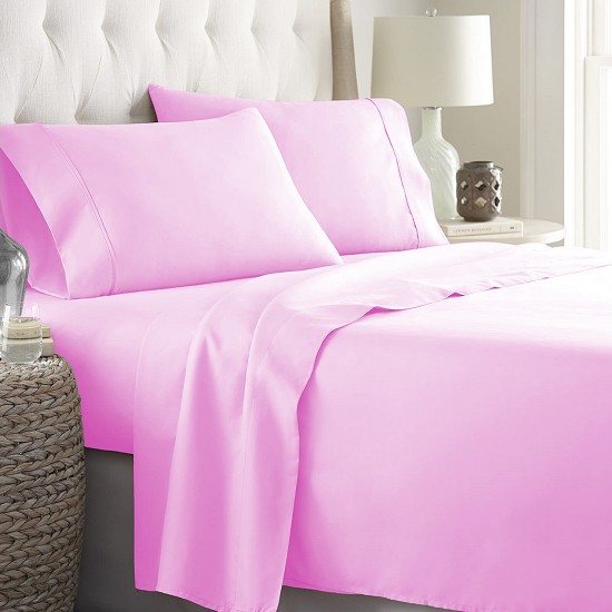 Bed Sheets 15 To 30 Inch Deep Pocket 100% Cotton Pink Solid