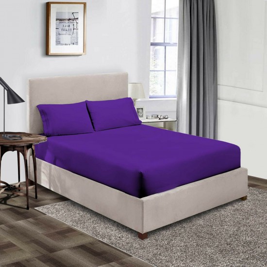 Bed Sheets 15 To 30 Inch Deep Pocket 100% Cotton Purple Solid