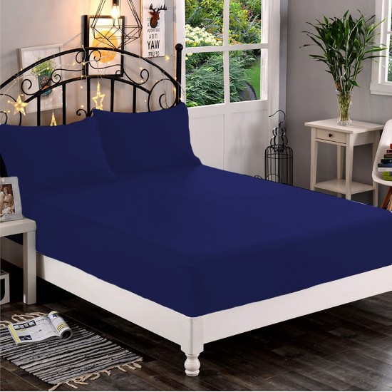 Bed Sheets 15 To 30 Inch Deep Pocket 100% Cotton Navy Blue Solid