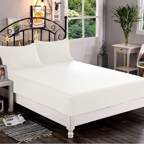 Bed Sheets 15 To 30 Inch Deep Pocket 100% Cotton Ivory Solid