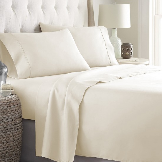 Bed Sheets 15 To 30 Inch Deep Pocket 100% Cotton Ivory Solid