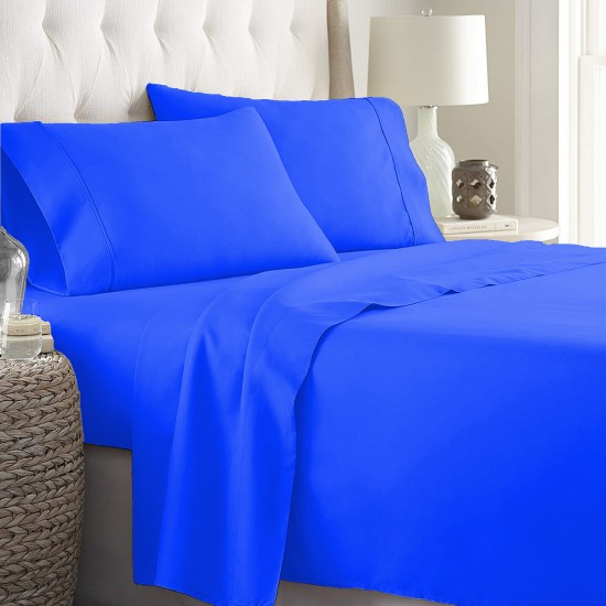Bed Sheets 15 To 30 Inch Deep Pocket 100% Cotton Royal Blue Solid