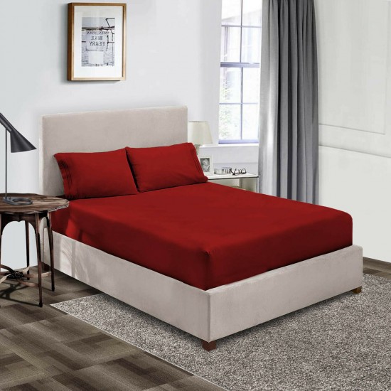 Bed Sheets 15 To 30 Inch Deep Pocket 100% Cotton Burgundy Solid