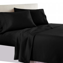 Bed Sheets 15 To 30 Inch Deep Pocket 100% Cotton Black Solid