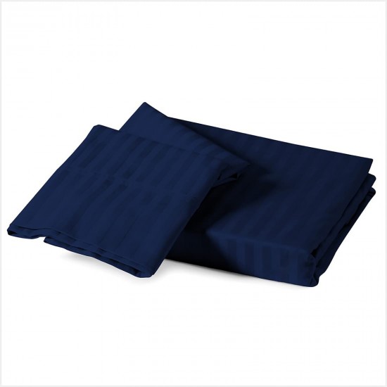 Bed Sheets 15 To 30 Inch Deep Pocket Organic Cotton Navy Blue Stripe