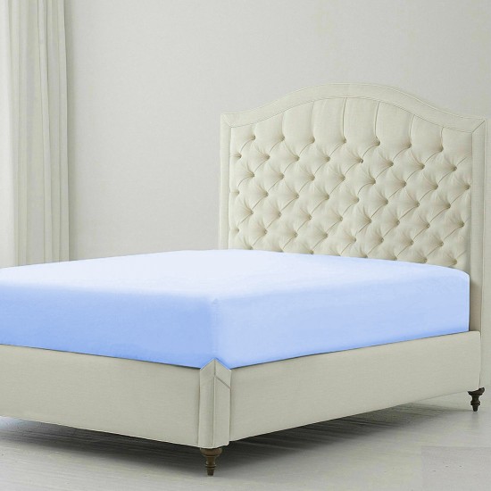 Bed Sheets 15 To 30 Inch Deep Pocket Organic Cotton Sky Blue Solid