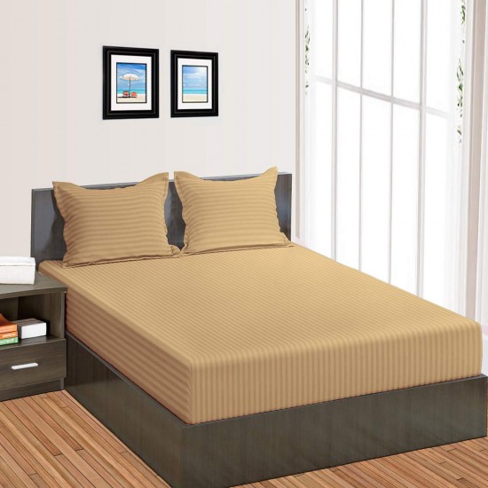 Bed Sheets 15 To 30 Inch Deep Pocket Organic Cotton Taupe Stripe