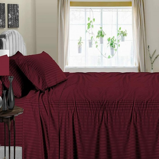 Bed Sheets 15 To 30 Inch Deep Pocket Organic Cotton Wine Stripe