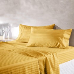 Bed Sheets 15 To 30 Inch Deep Pocket Organic Cotton Gold Stripe