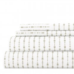 4 Piece Pattern Microfiber Bed Sheets Set Sage Beaded Arrows King