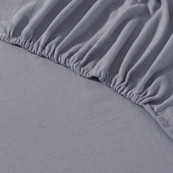 Gray Double Fitted Sheets 100% Cotton Flannel Soft Thermal Bedding