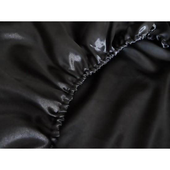 Fitted Sheet Satin Polyester Satin Shiny White Black Red Light Grey Many Sizes