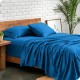 Bed Sheet Set Queen Luxury - Microfiber ultra Soft 1800 - Deep Pockets, Blue Medium
