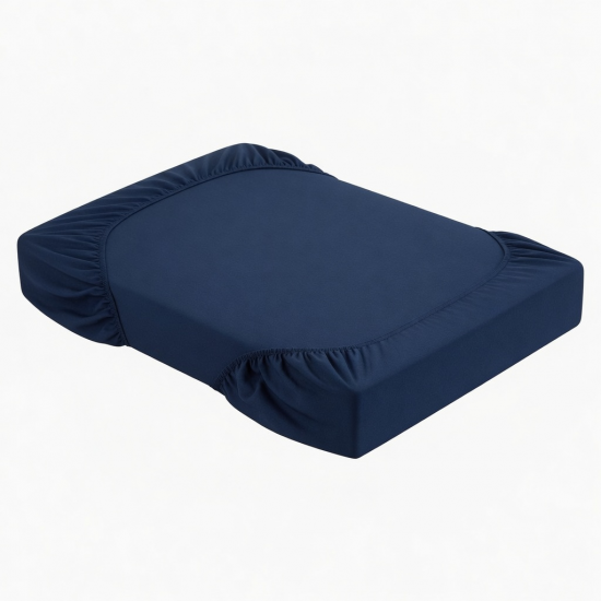 25cm Deep Navy Microfiber Fitted Sheet - Soft & Breathable for Single Beds