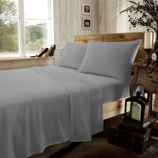 Fitted Sheet 100% Cotton Brushed Flannel 30cm Depth Single Double King
