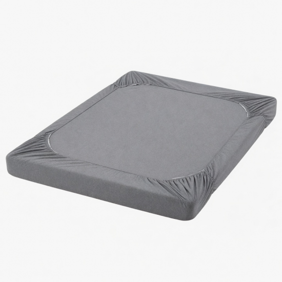 Fitted Bed Sheet Comfortable Sheet for Home Cotton Gray Style 8039