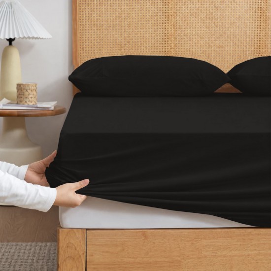 Fitted Sheets Luxury 40cm Deep Pocket ultra Soft Corner Straps Bed Sheets Elastic