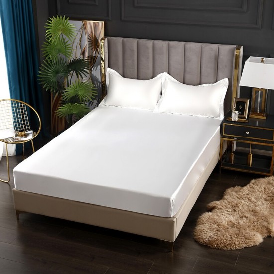 Fitted Sheet Satin Fully Bed Sheet Extra Deep Colour Solid All Sizes Home