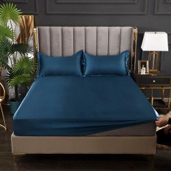 Fitted Sheet Satin Fully Bed Sheet Extra Deep Colour Solid All Sizes Home