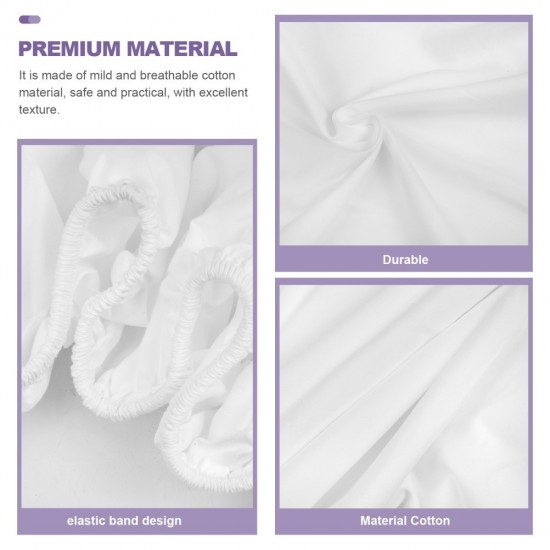Fitted Bed Sheet Comfortable Sheet for Home Cotton White Style 9545