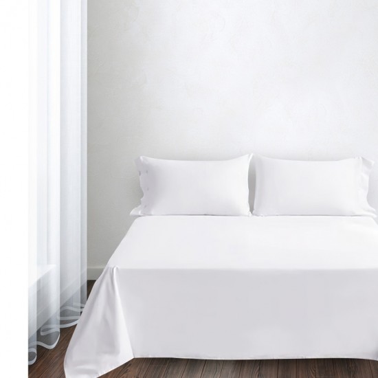 Fitted Bed Sheet Comfortable Sheet for Home Cotton White Style 9545