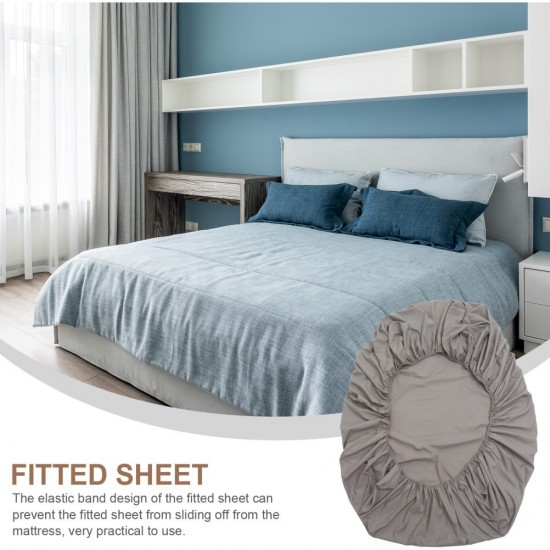 Fitted Bed Sheet Comfortable Sheet for Home Cotton Gray Style 0060
