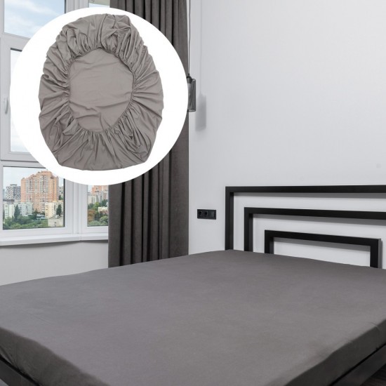 Fitted Bed Sheet Comfortable Sheet for Home Cotton Gray Style 8769