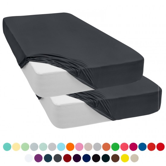 Pack of 2 Fitted Sheets Jersey 100% Cotton Bed Sheets